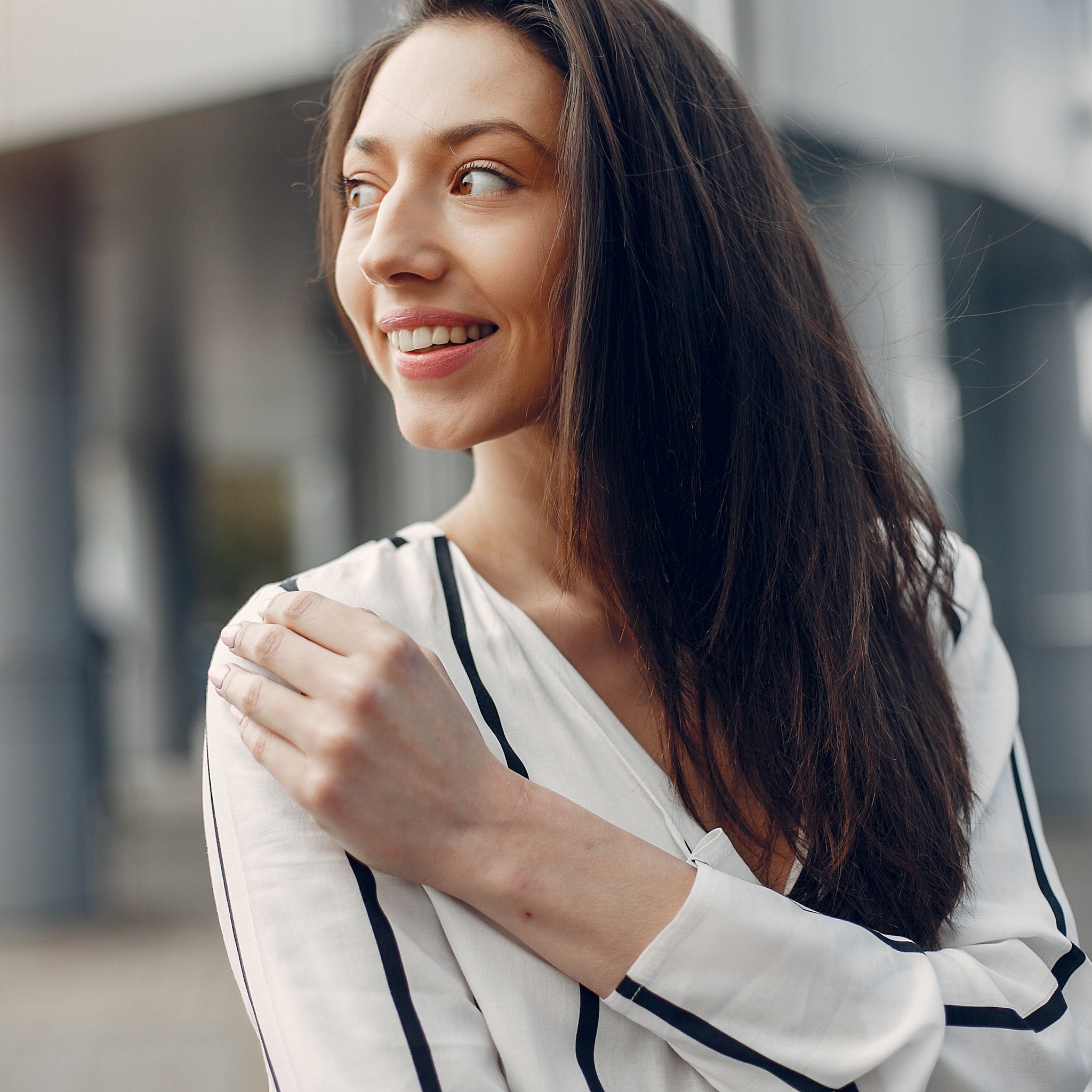 Confident woman smilling