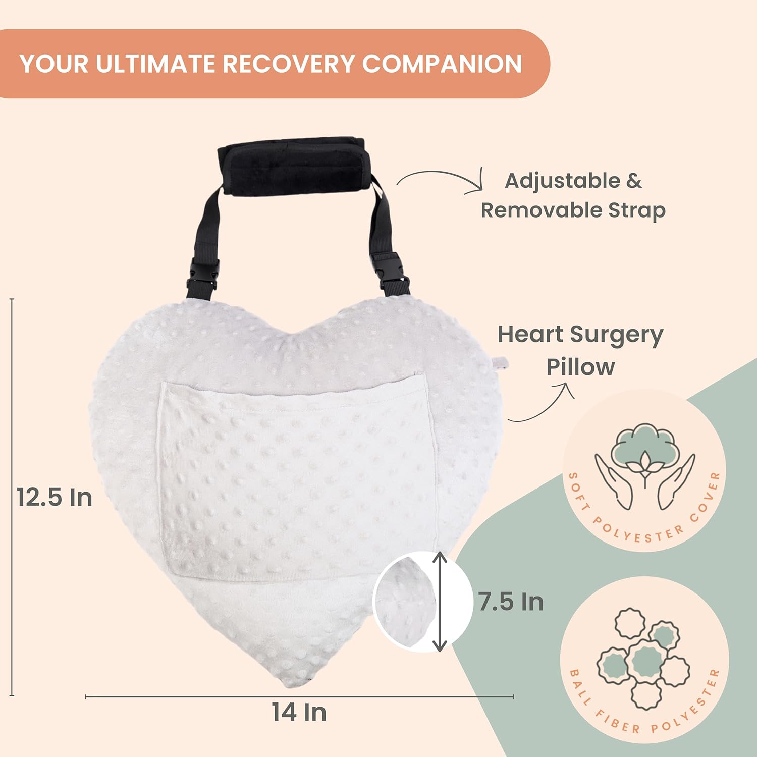 Heart Surgery Pillow - Minky Dots