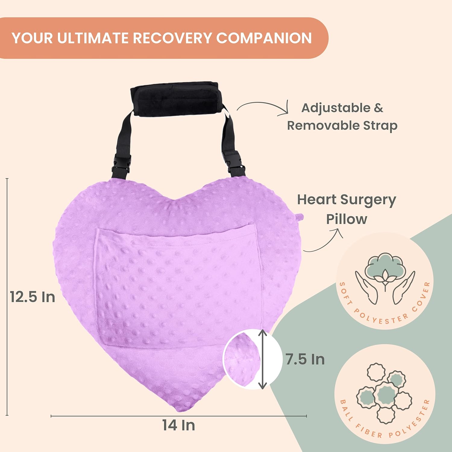 Heart Surgery Pillow - Minky Dots
