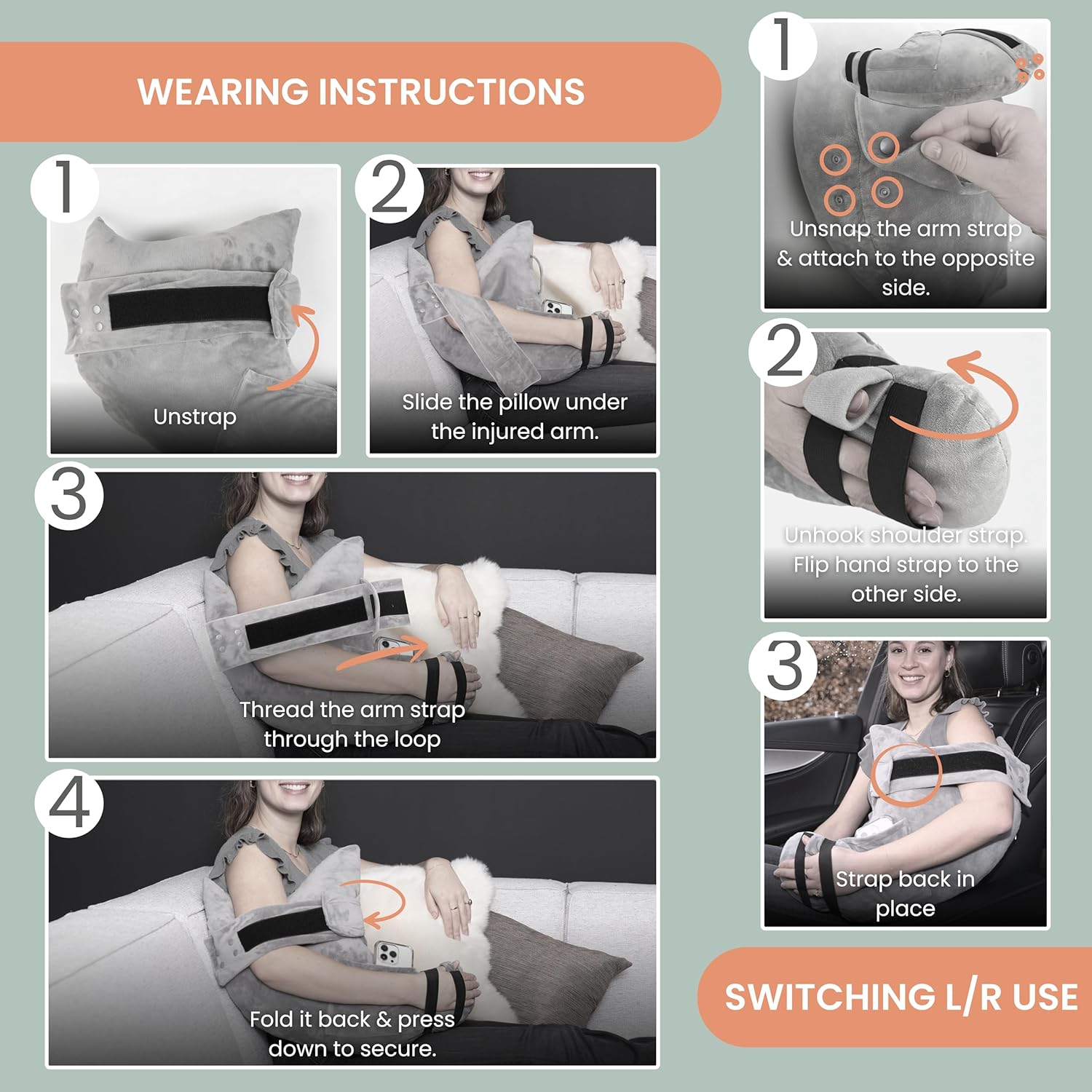 Shoulder Surgery Pillow - Arm Strap - Premium Bundle (S/M)