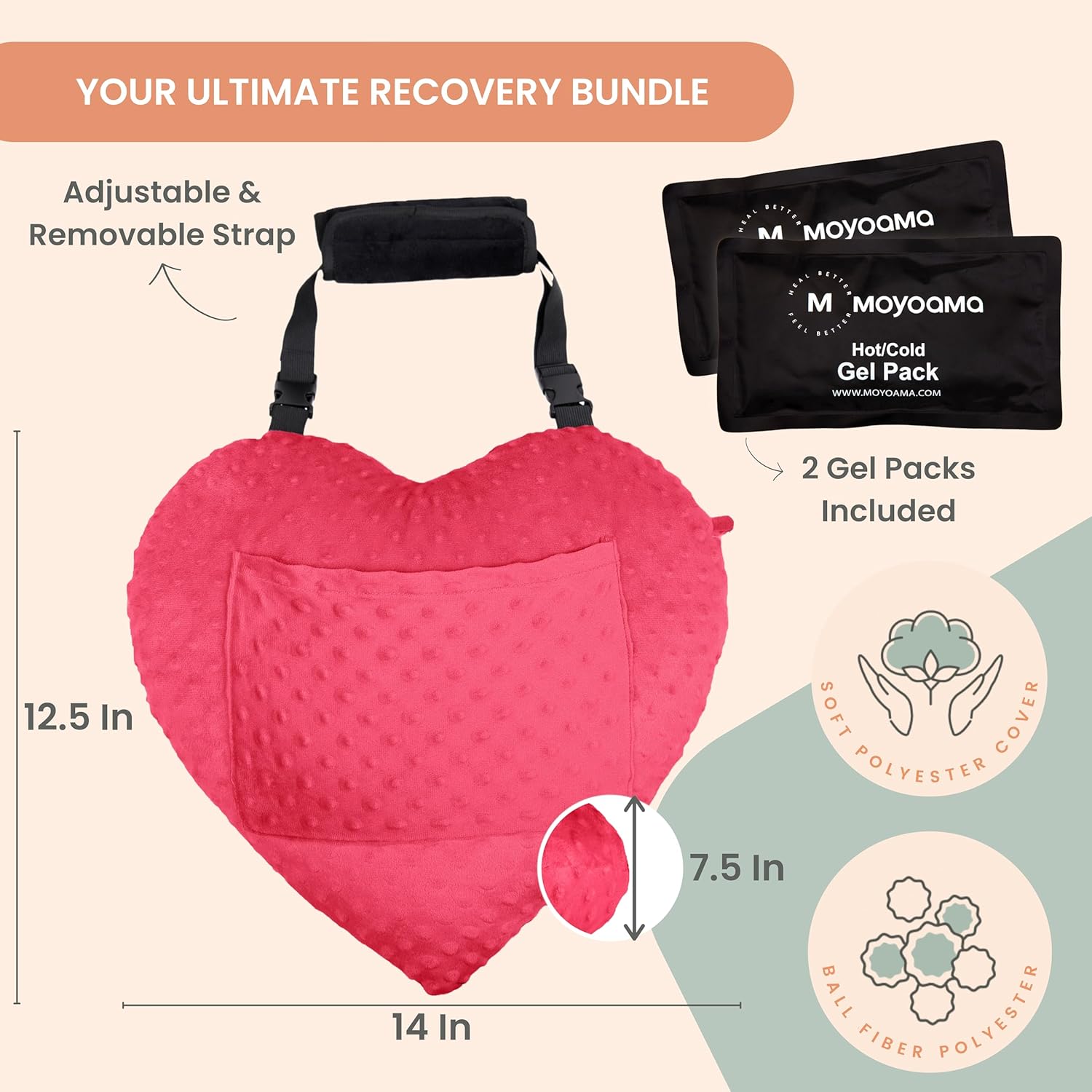 Heart Surgery Pillow - Minky Dots - Premium Bundle