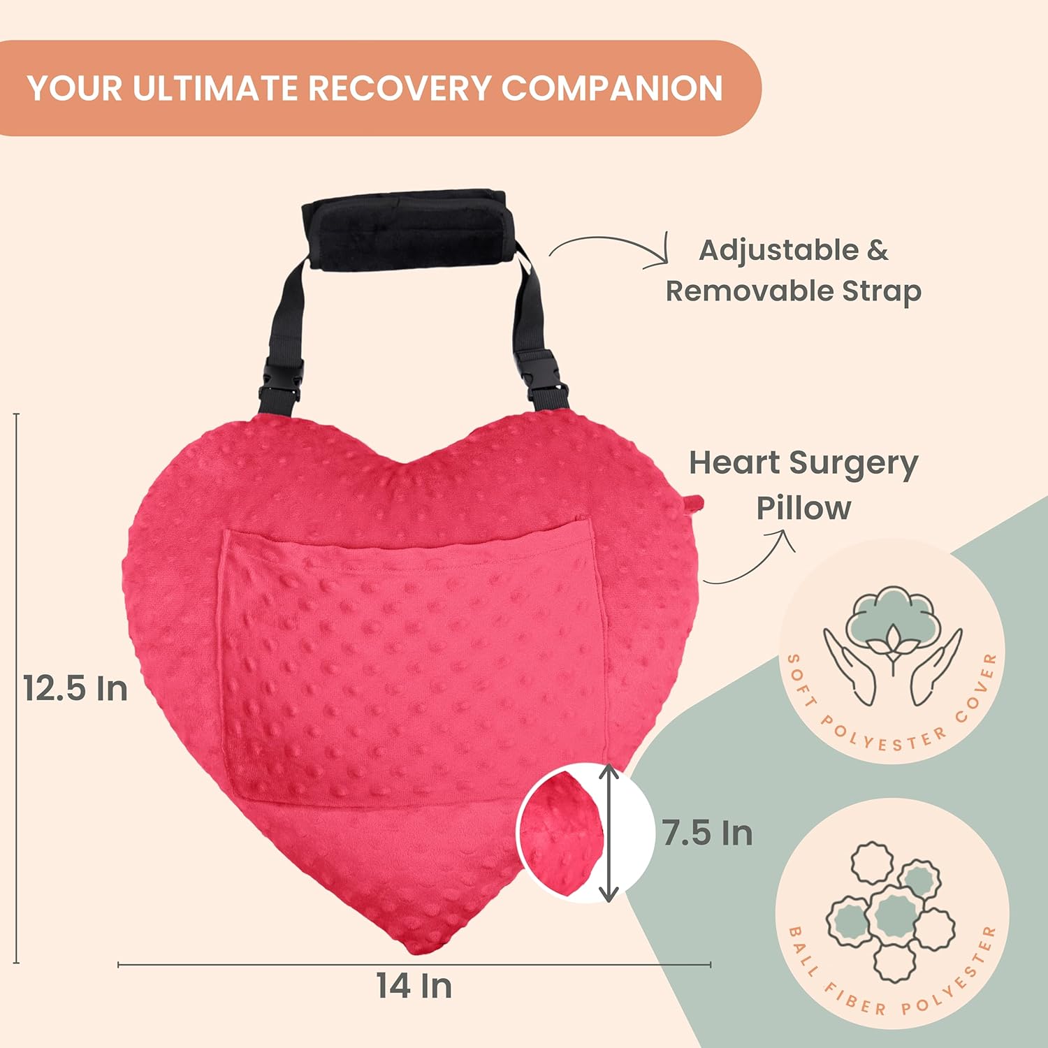 Heart Surgery Pillow - Minky Dots