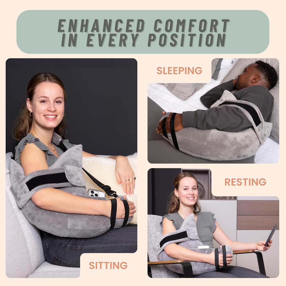 Shoulder Surgery Pillow - Arm & Shoulder Strap - Premium Bundle (S/M)