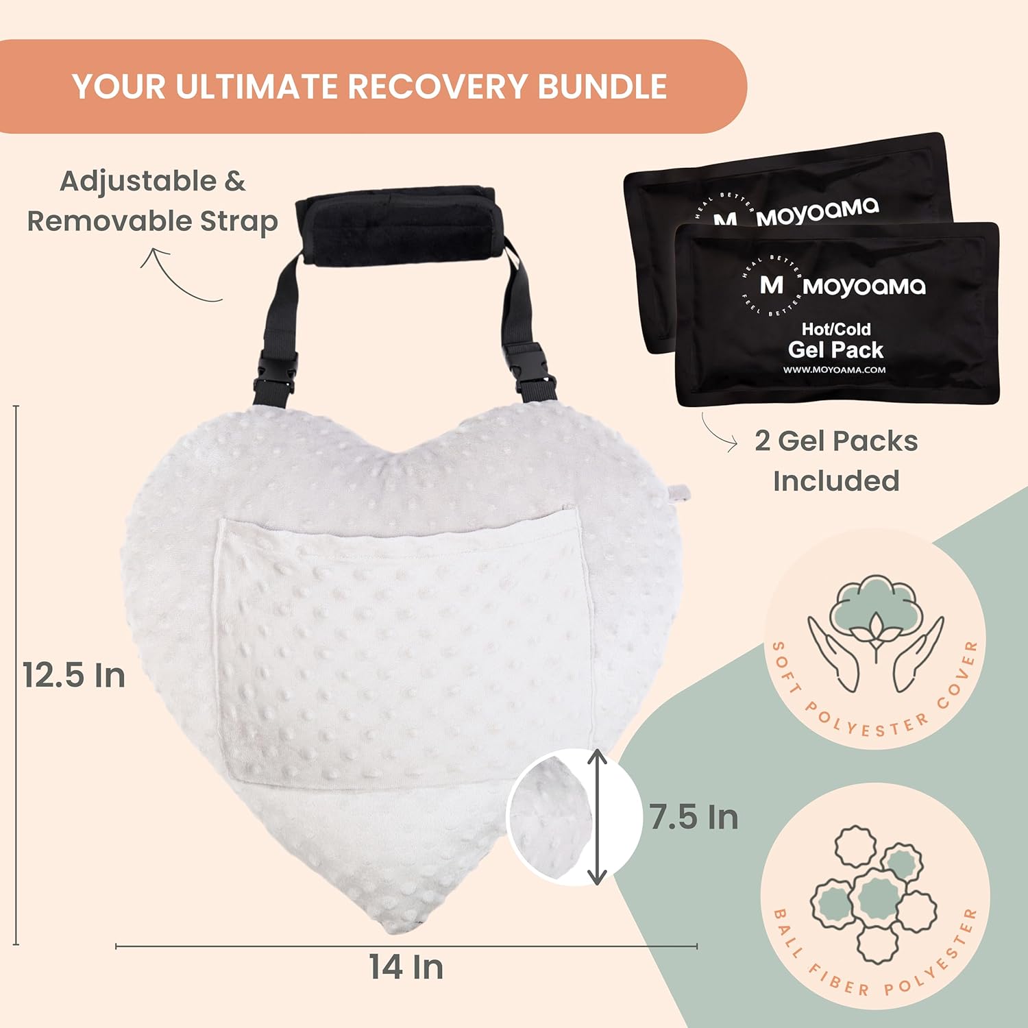Heart Surgery Pillow - Minky Dots - Premium Bundle