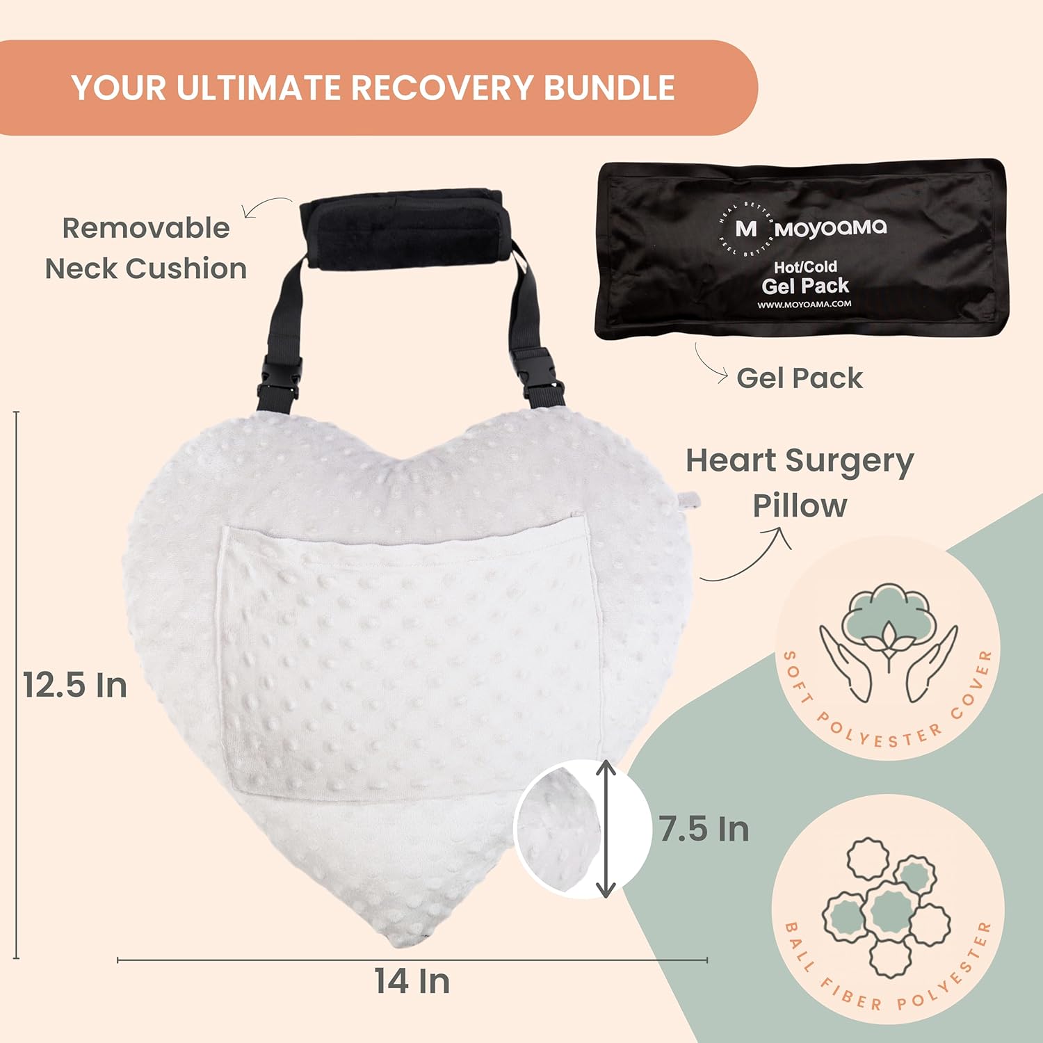 Heart Surgery Pillow - Minky Dots - Essential Bundle